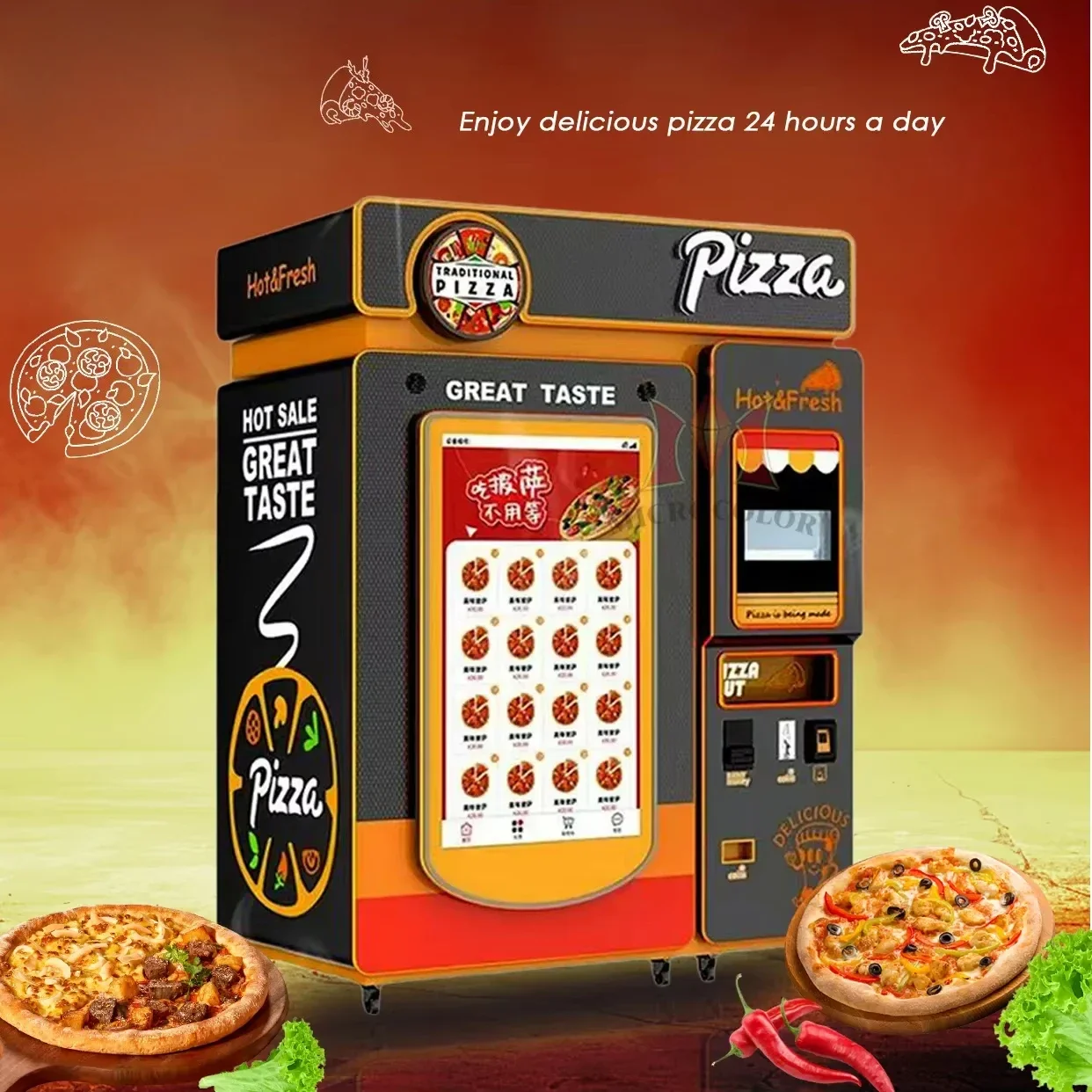 آلة بيع البيتزا ذاتية الخدمة ا - مراجعة Commercial Vending Machine وسعره